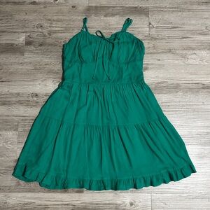 bebe Green Tiered Spaghetti-Strap Dress